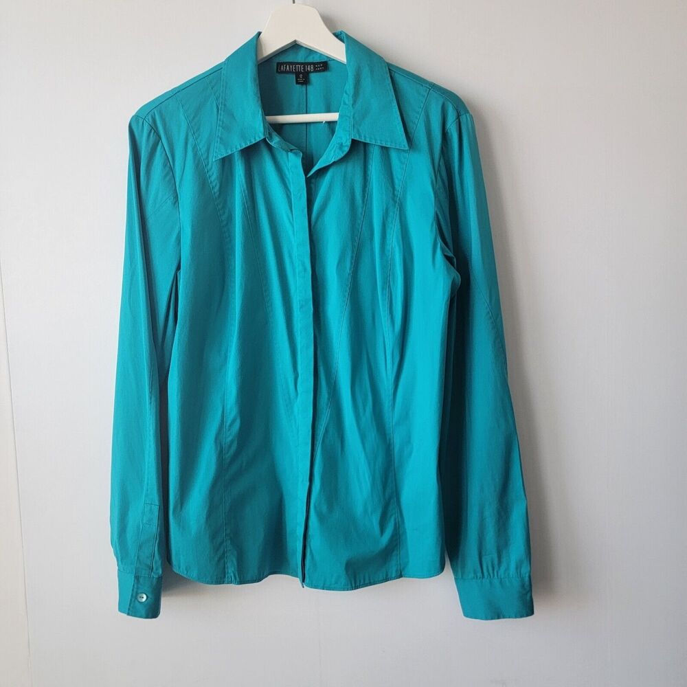 lafayette 148 new york top womens size 12 Hidden button long sleeve